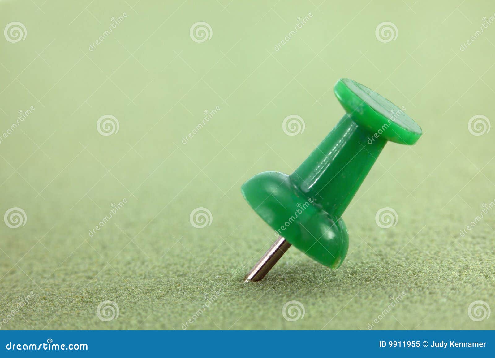 Green Push Pin Pushpin Drawing Thumbtack Thumb Tack Isolated On White