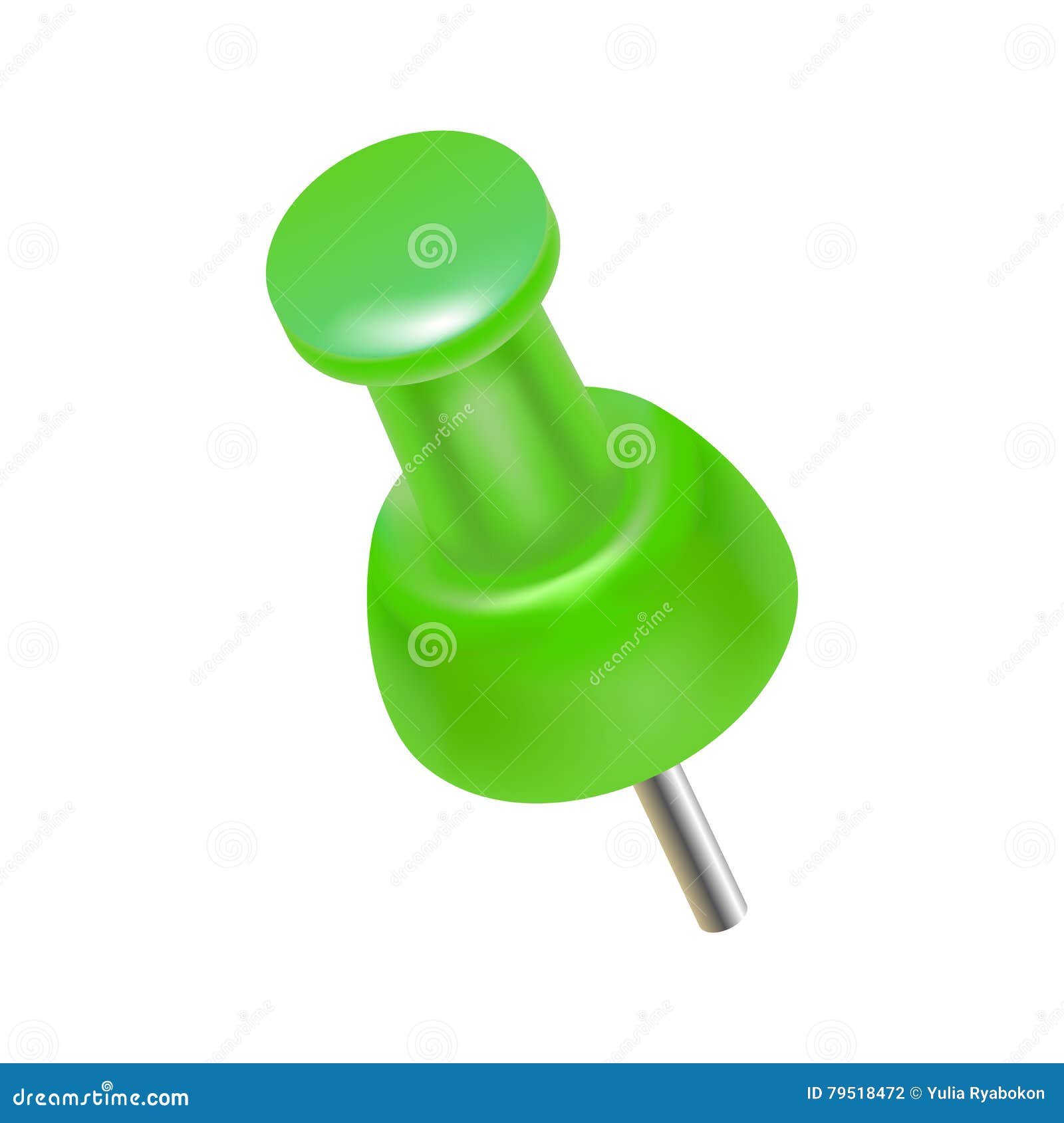 Green Push Pin Icon, Realistic Style Stock Vector - Illustration of