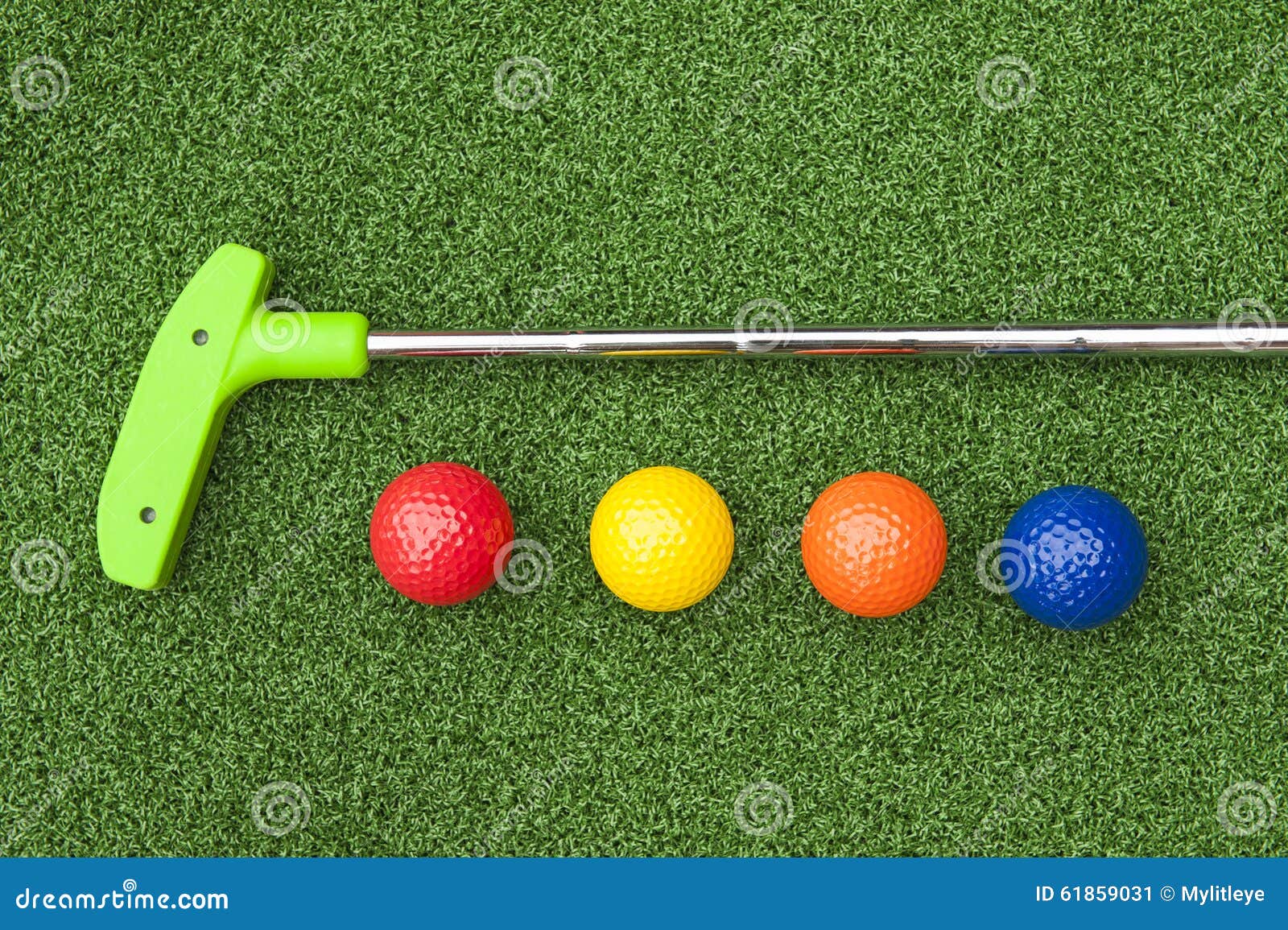 green putt putt club with balls
