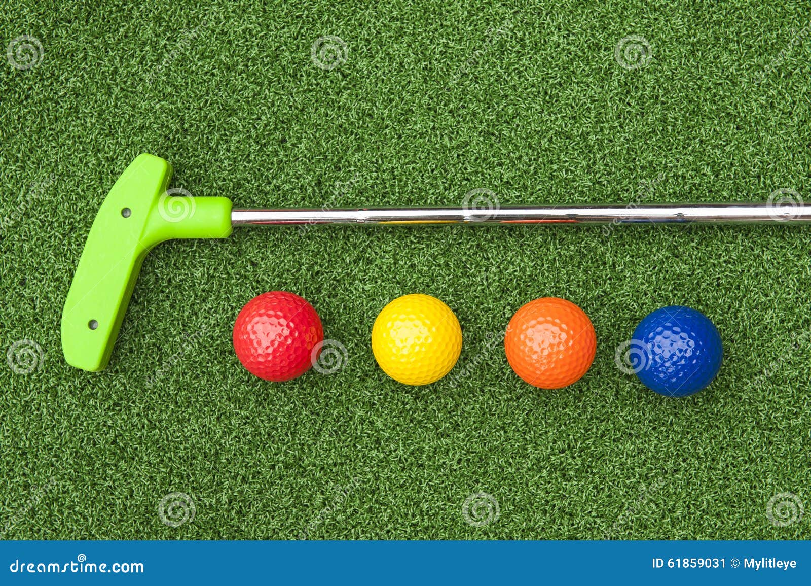 Green Putt Putt Club with Balls Stock Image Image of grass, blue