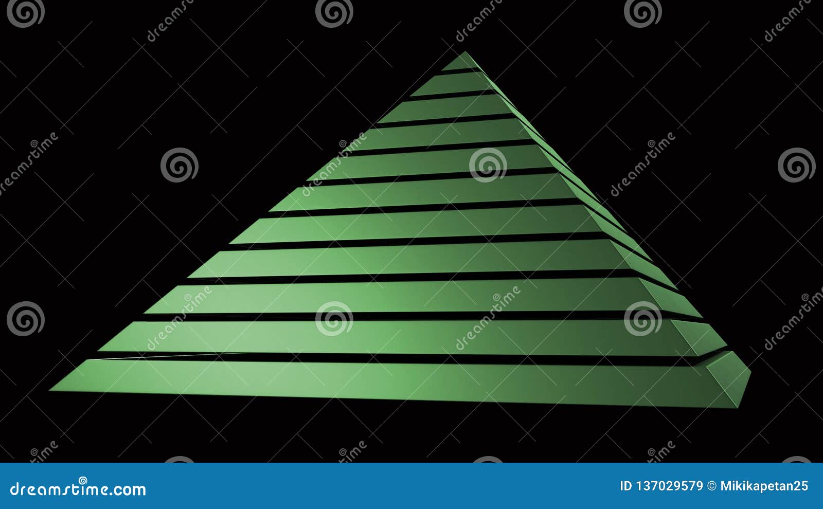 Green Pyramid Isolated on Black. 3D Rendering Stock Illustration ...