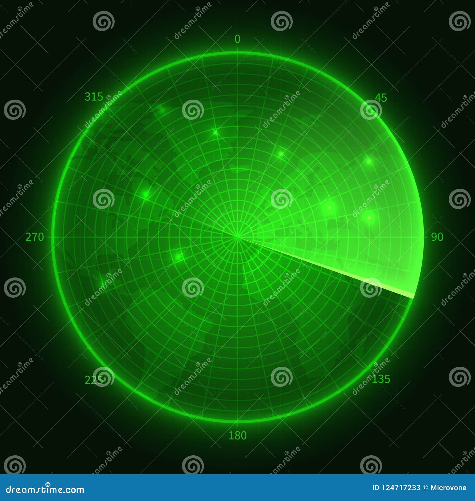 green radar. navy submarine sonar with aims. navigation screen  