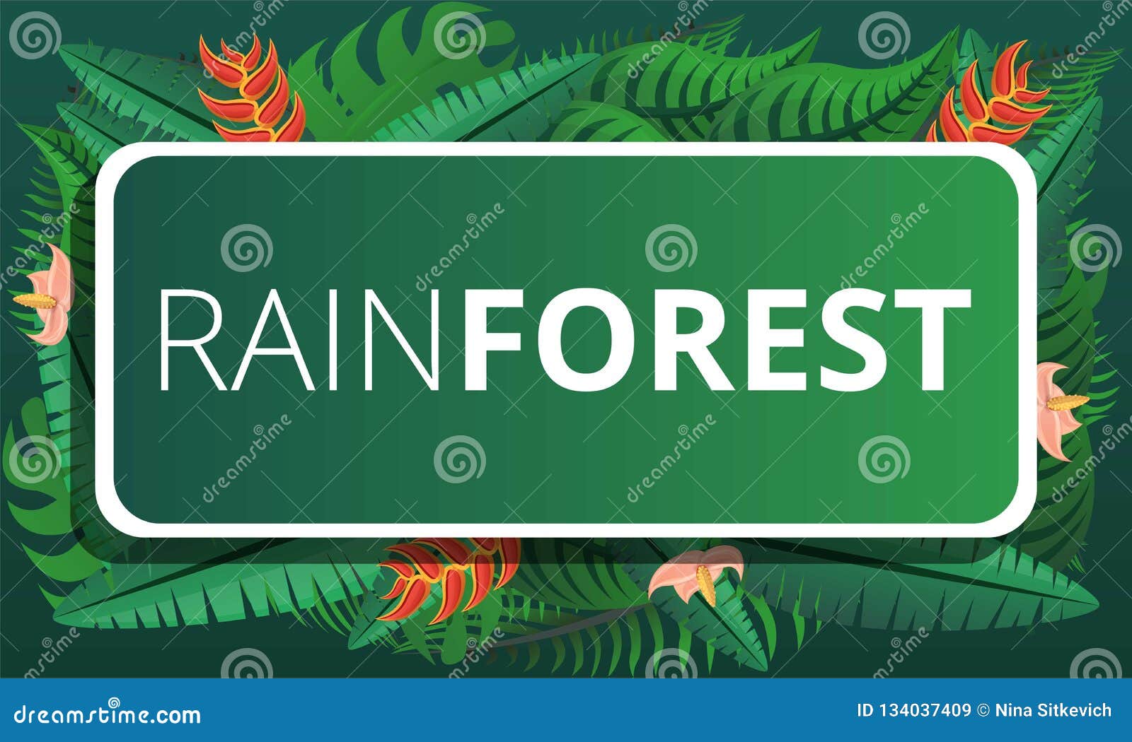 Green Rainforest Concept Banner, Cartoon Style Stock Vector