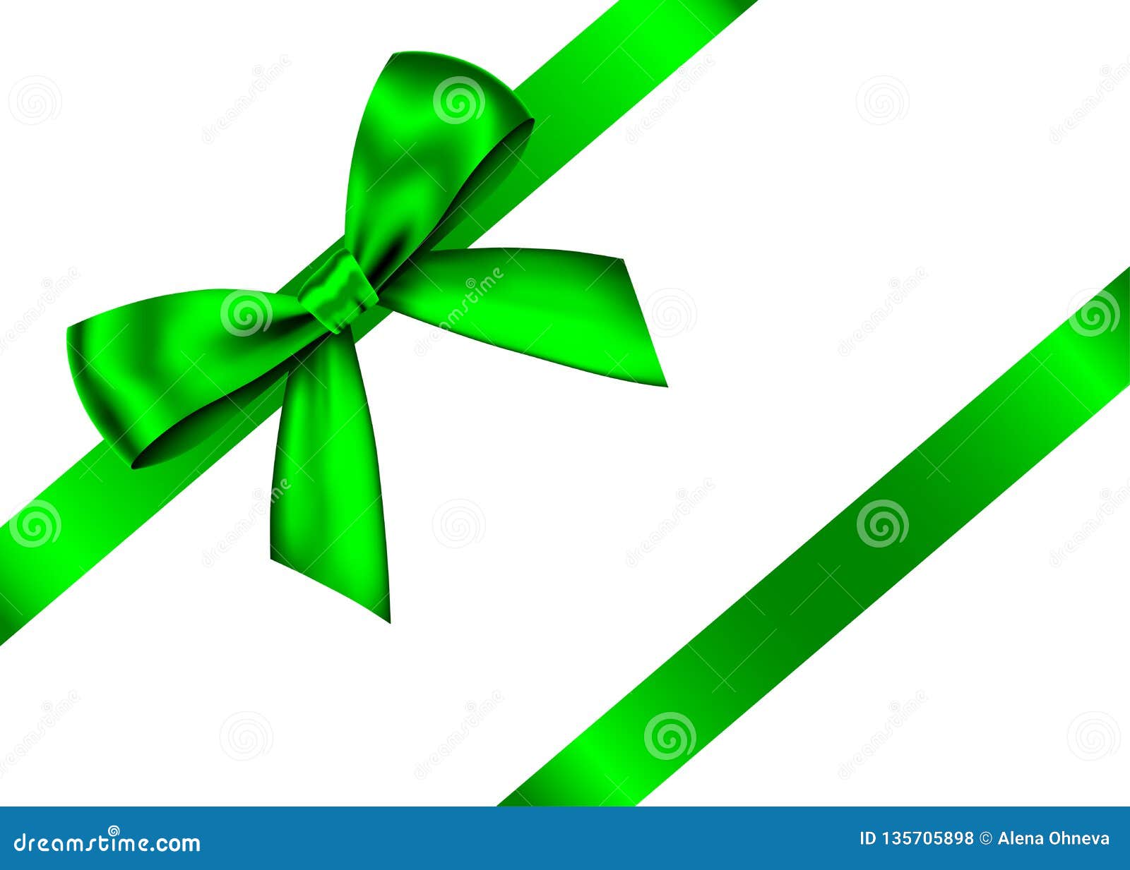 Green Realistic Gift Bow with Horizontal Ribbon Stock Vector ...