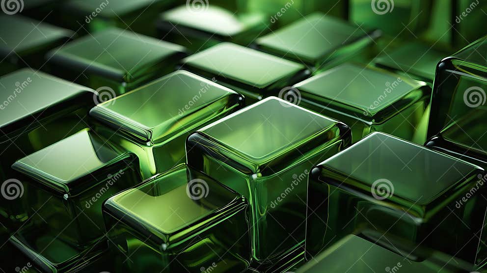 A Green Rectangular Objects Stacked in Rows. Generative AI. Stock ...