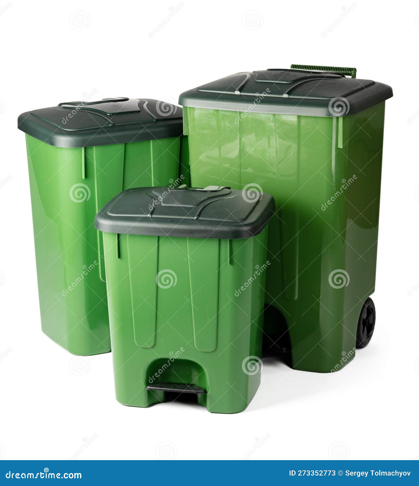 Green Recycle Bin Isolated on White Background Close Up Stock Image