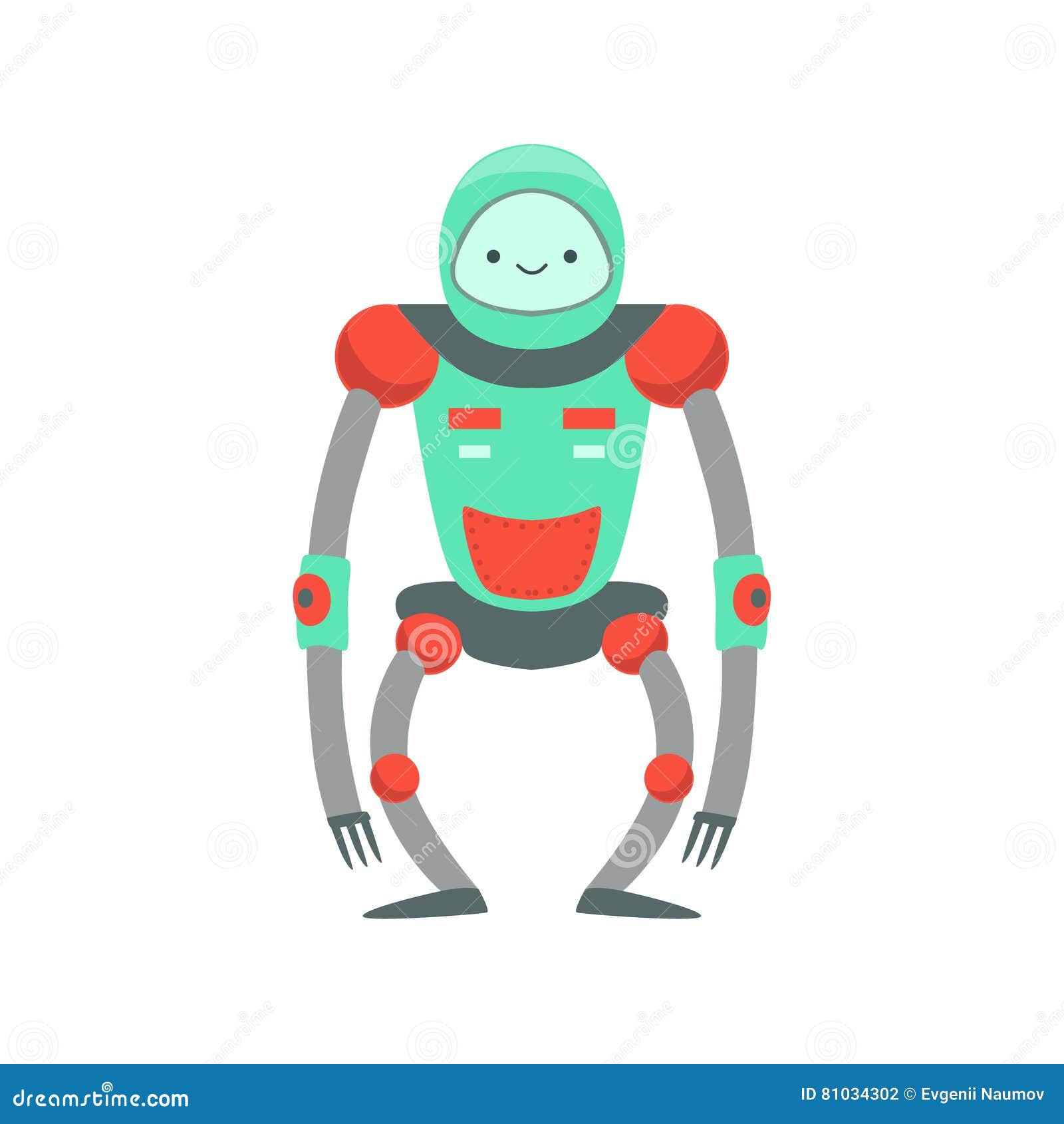 green and red ape like friendly android robot character  cartoon 