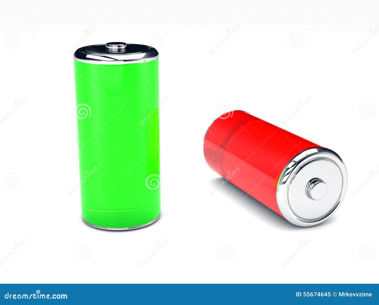Green and Red Battery on White Background Stock Illustration