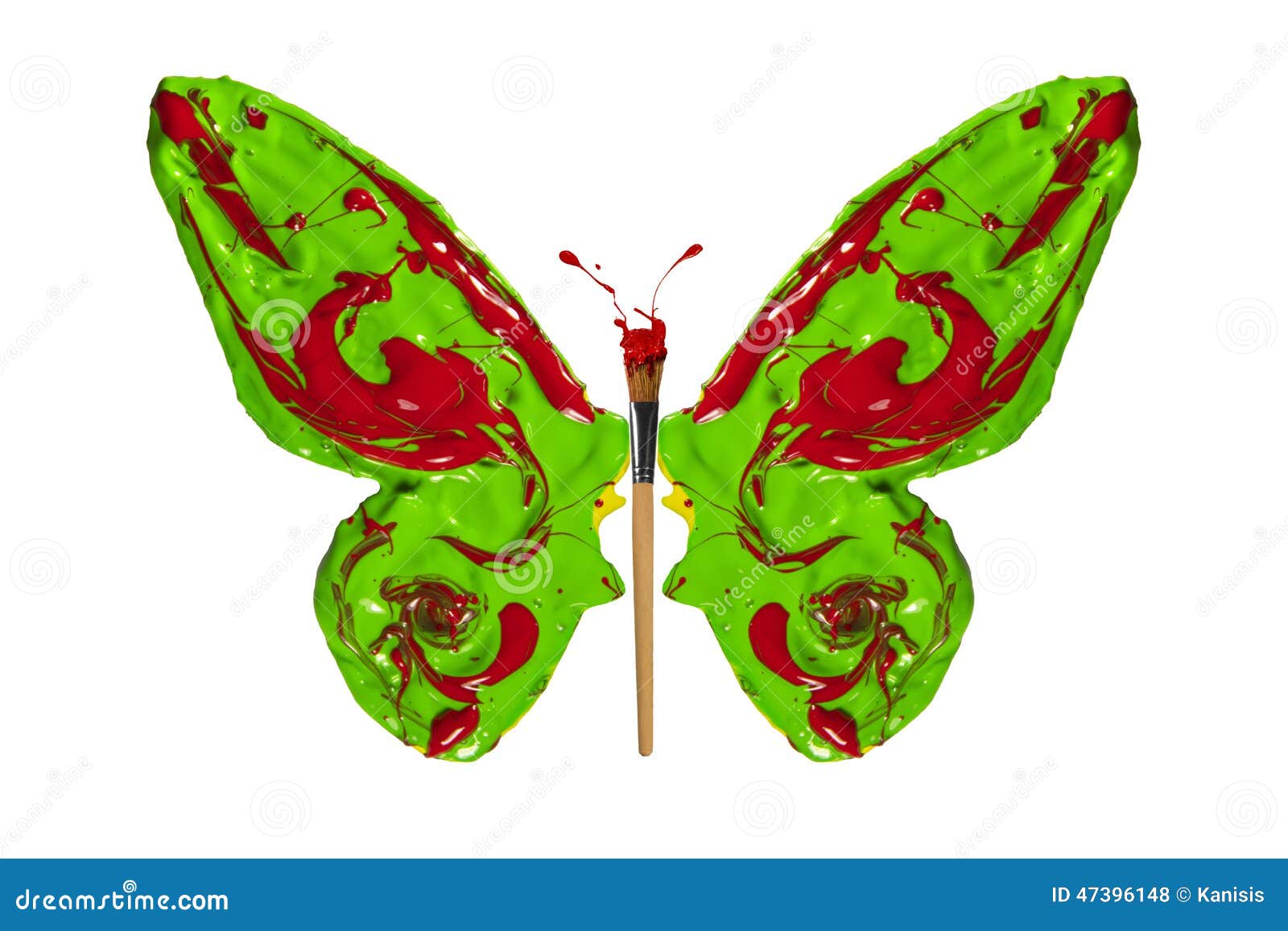 Green Red Paint Made Butterfly Stock Illustration Illustration of