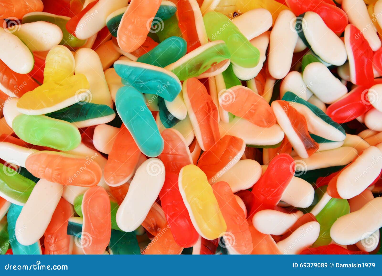 Green, Red And Yellow Gummy Sweets Stock Photo Image 69379089
