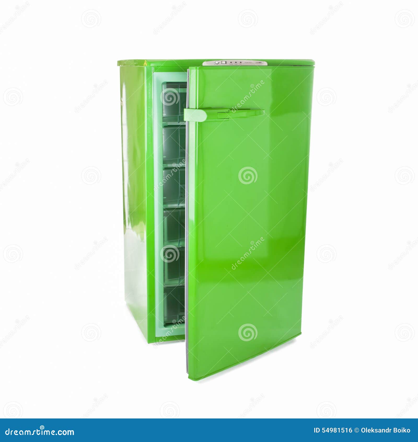 Green retro refrigerator stock photo. Image of appliance 54981516