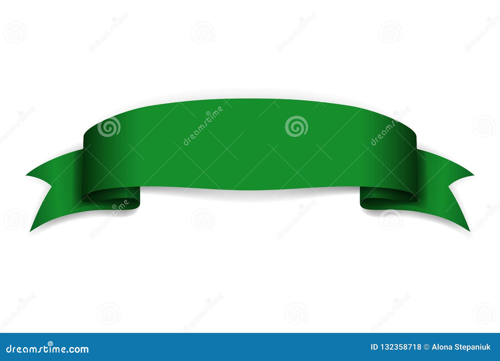 Green Ribbon Banner. Satin Blank. Design Label Scroll Ribbon Bow Blank  Element Isolated on White Background Stock Vector - Illustration of  christmas, headline: 132358718