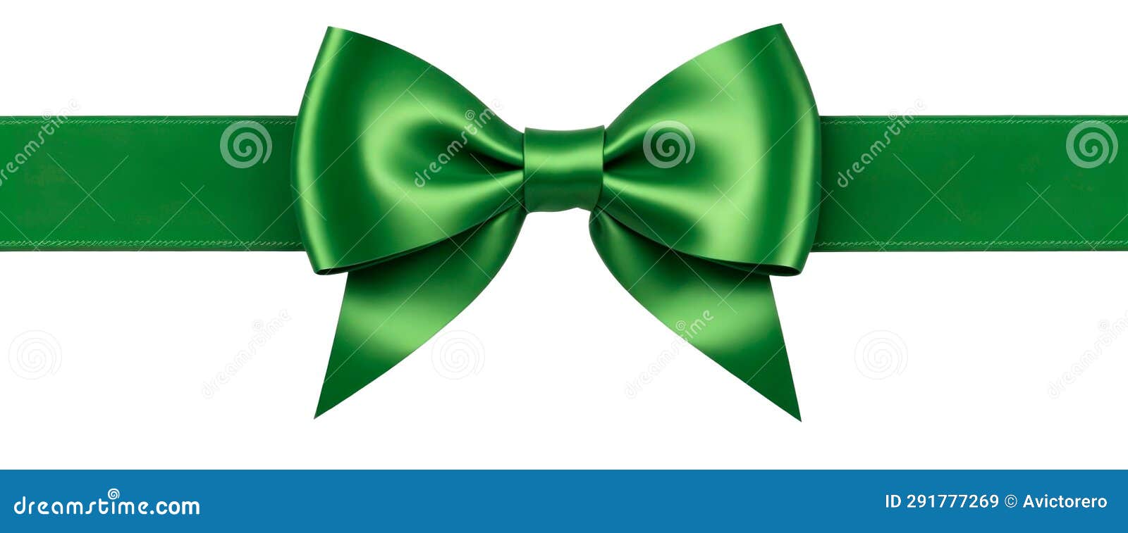 Green Ribbon and Bow Isolated on White Background Stock Illustration