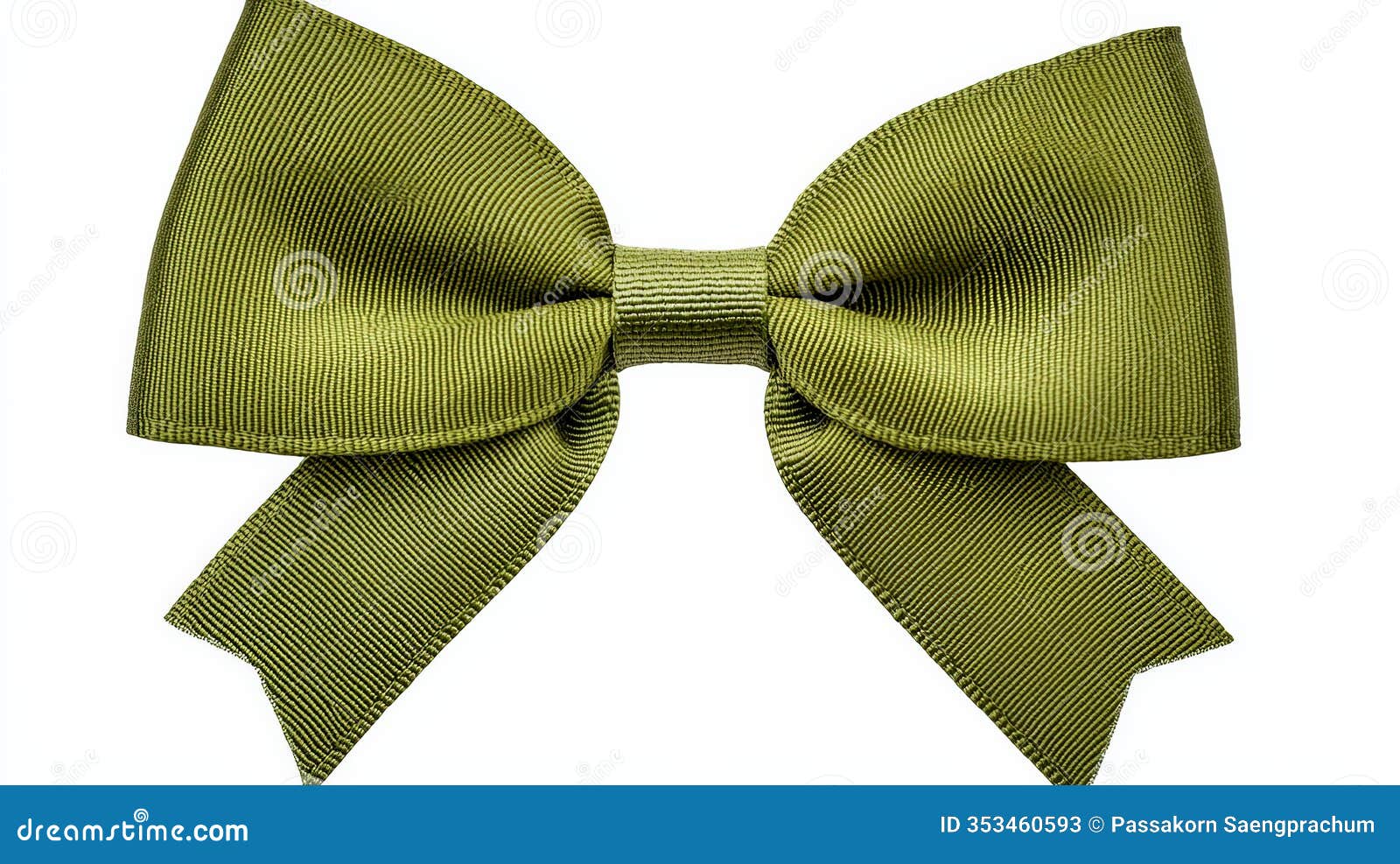 green ribbon bow  on white background