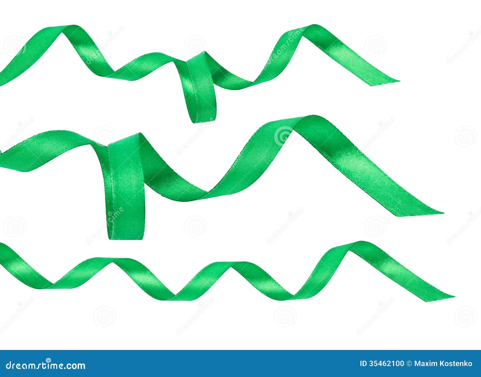 Green ribbons stock photo. Image of curled, gift, band 35462100