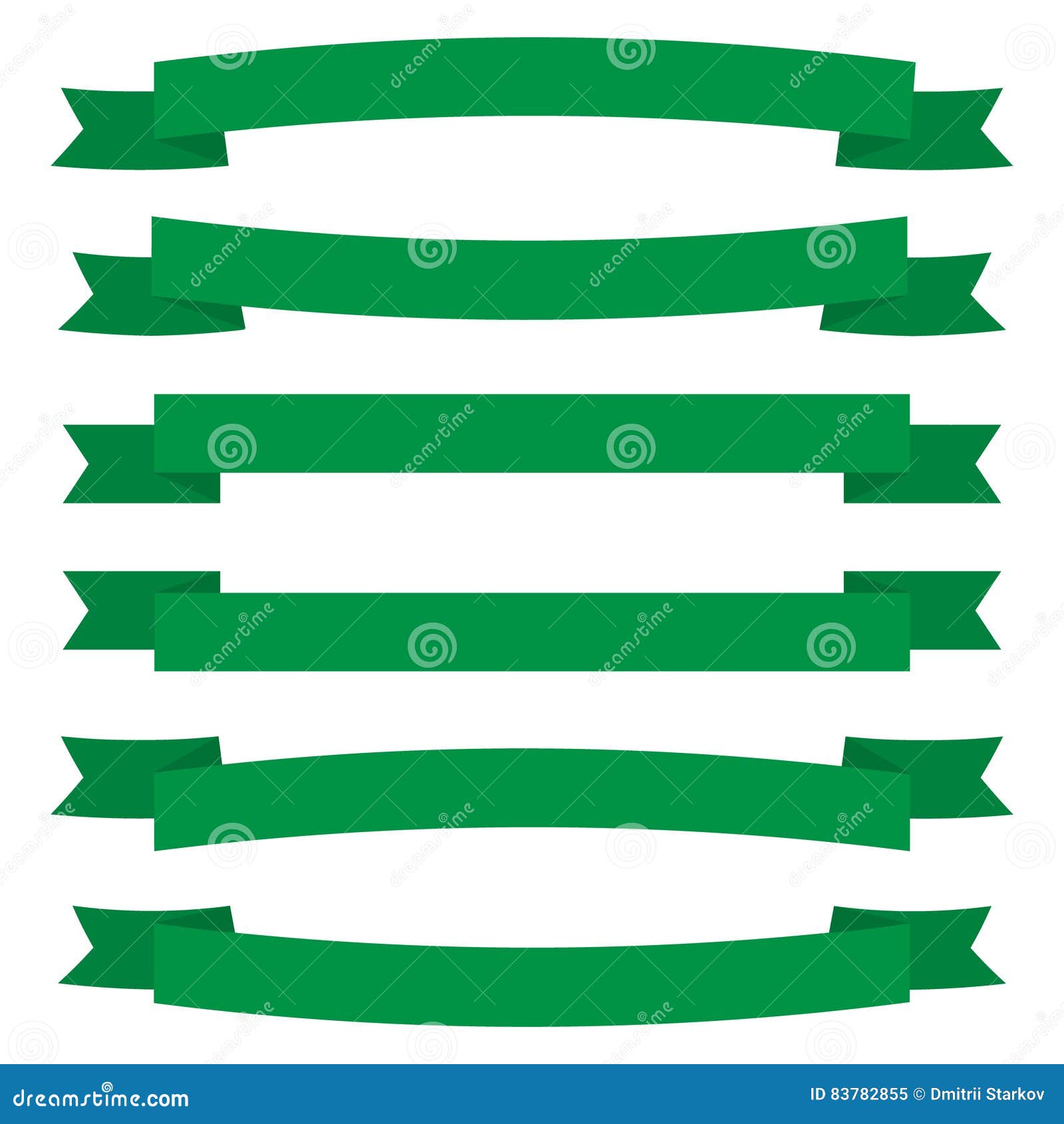 Green Ribbons Set on a White Background Stock Vector - Illustration of