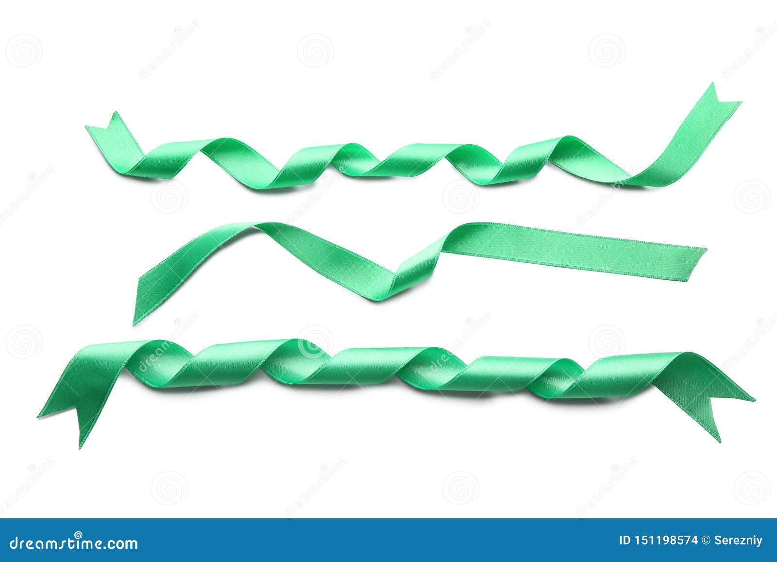 Green Ribbons on White Background Stock Photo - Image of simple, ribbon