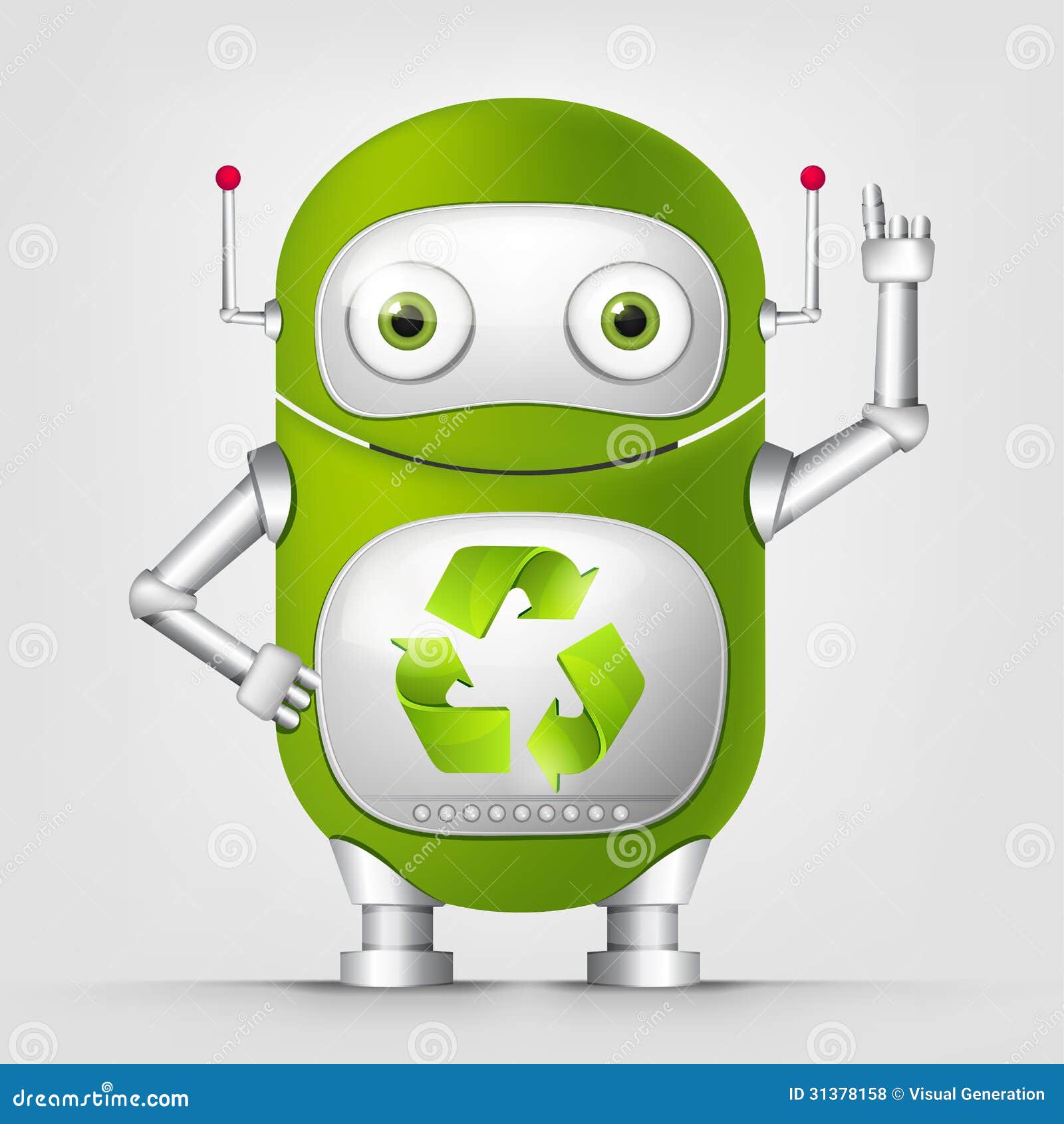 Green Robot stock vector. Illustration of cartoon, character - 31378158