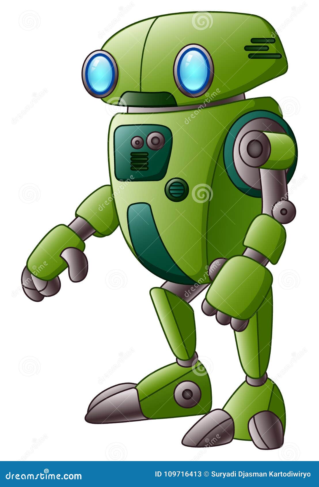Green Robot Cartoon Character Isolated on White Background Stock Vector -  Illustration of cosmonaut, humanoid: 109716413