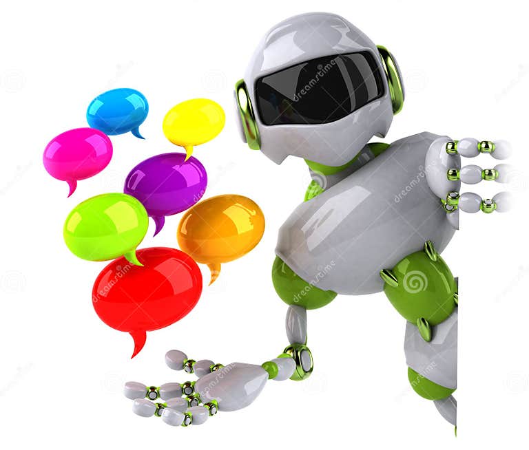 Green Robot 3D Illustration Stock Illustration Illustration of