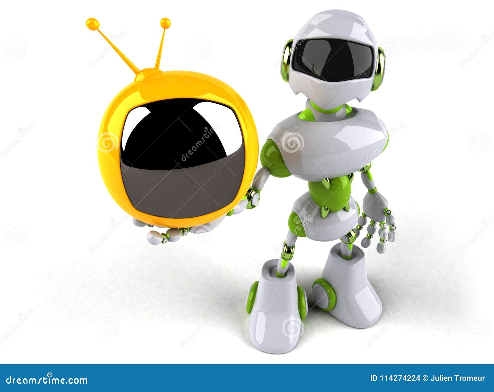 Green Robot 3D Illustration Stock Illustration Illustration of