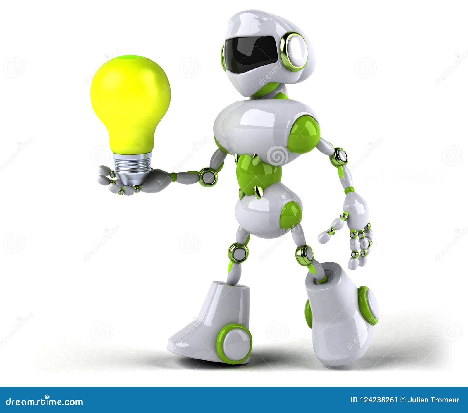Green Robot 3D Illustration Stock Illustration Illustration of