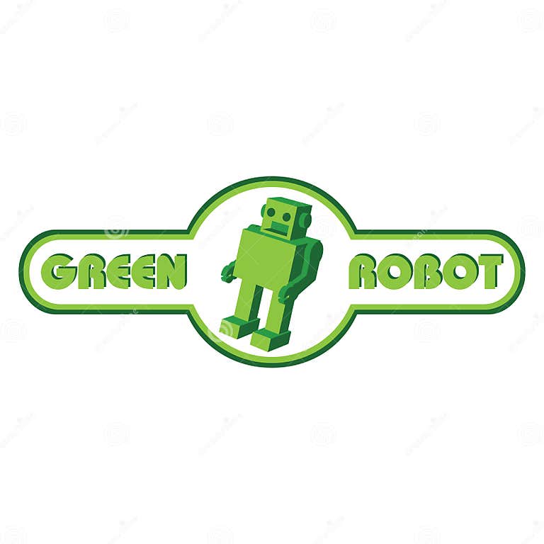 Green Colored Robot Vector Logo Stock Vector Illustration of green