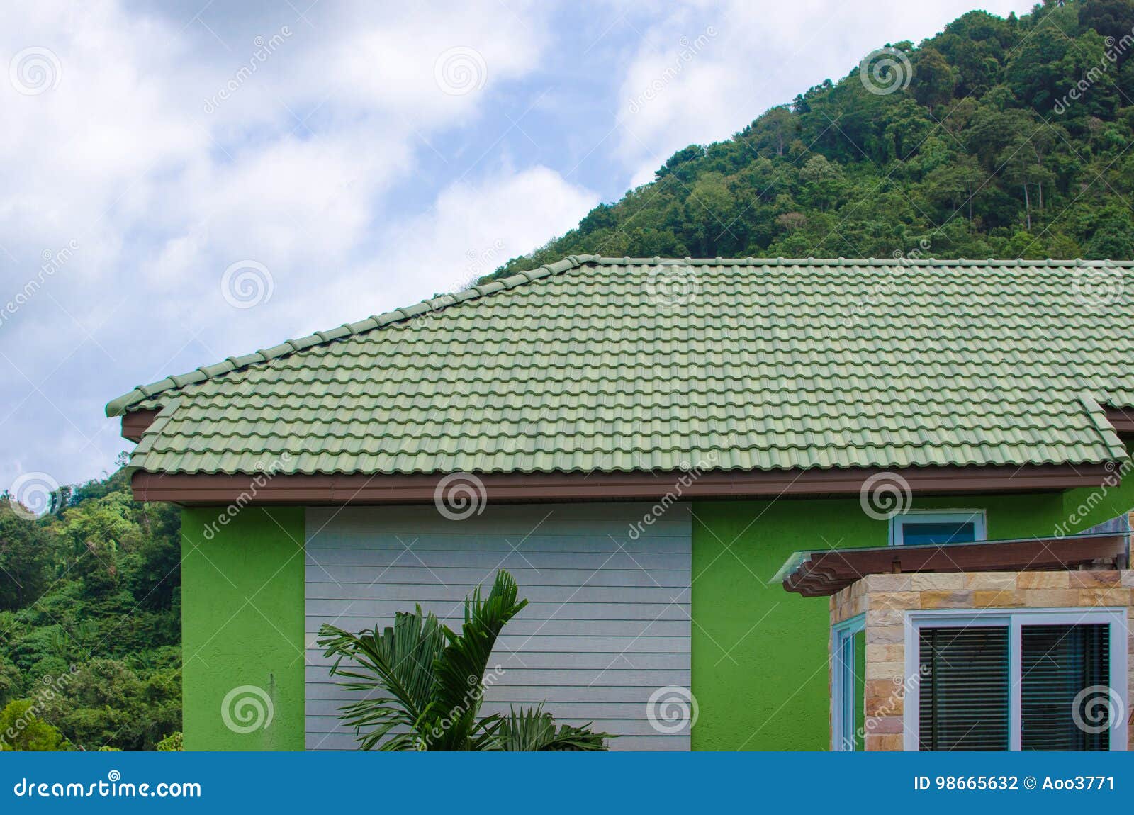 Green Roof Tiles Stock Photo Image Of Industry Close 98665632