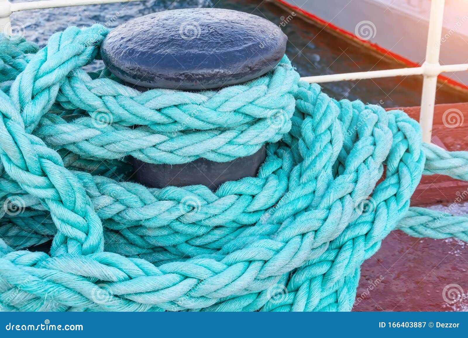 Green Rope on the Pier Holds the Ship Stock Image Image of boat
