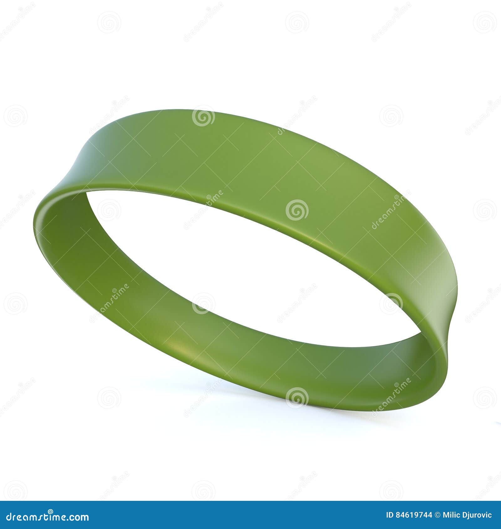 Green rubber bracelet. 3D stock illustration. Illustration of plastic