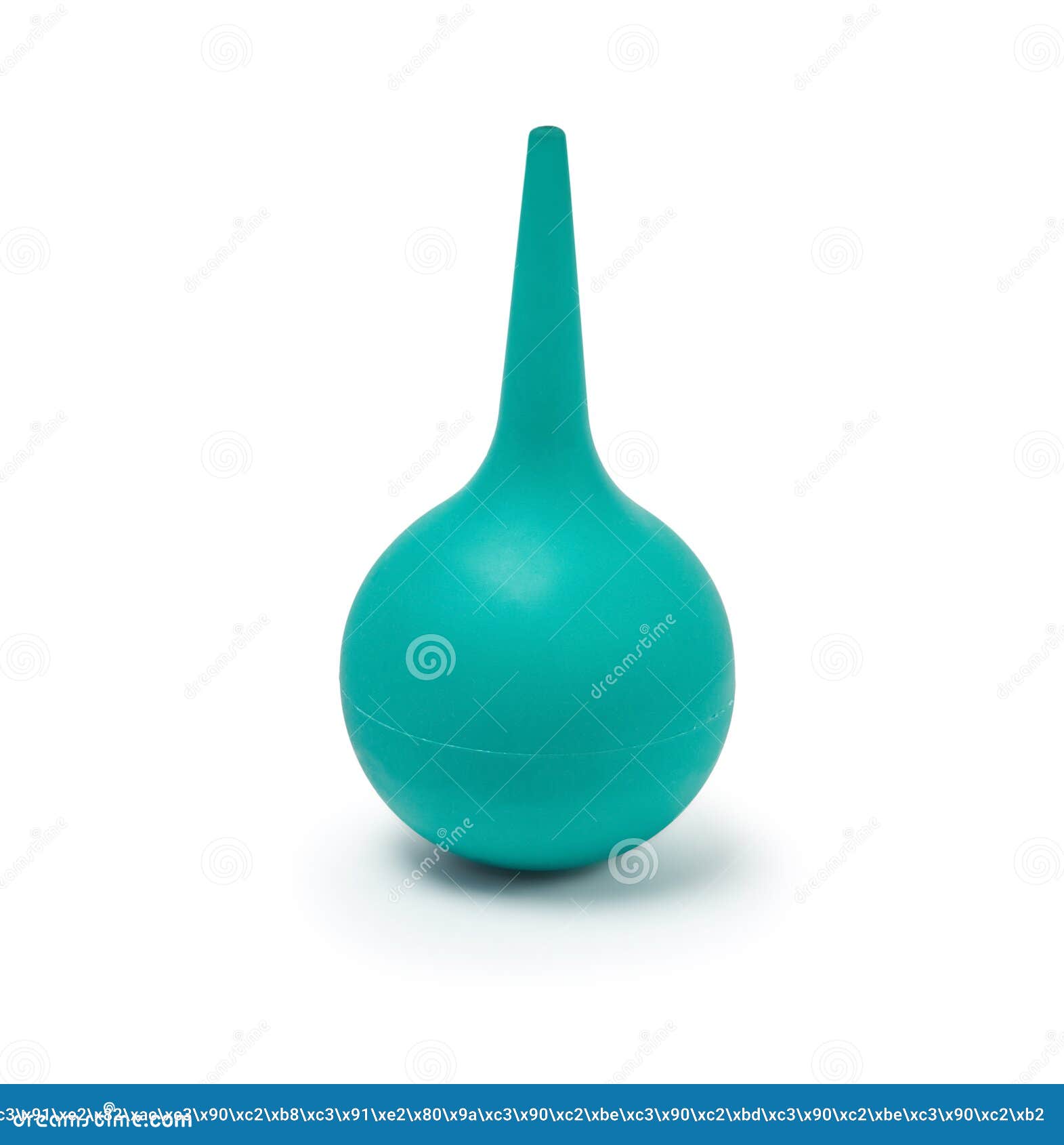 green rubber bulb syringe  on white background