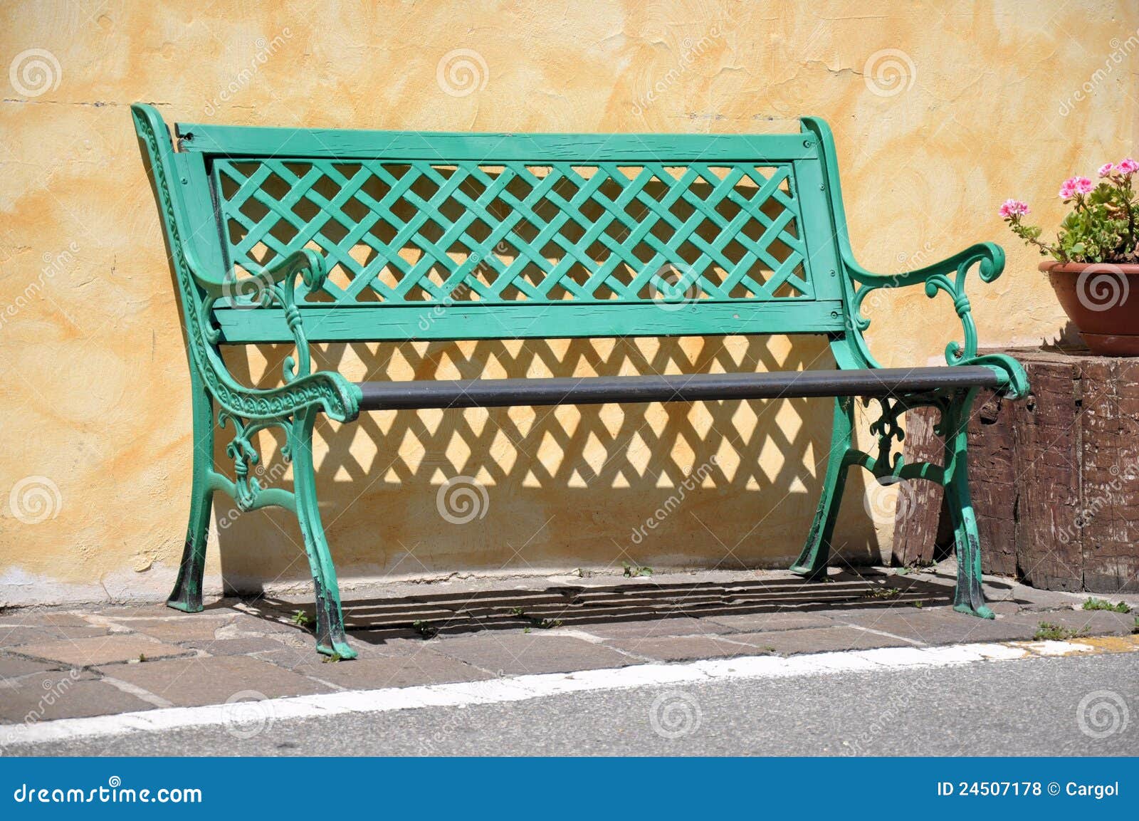 Green rustic bench stock photo. Image of wood, bench 24507178