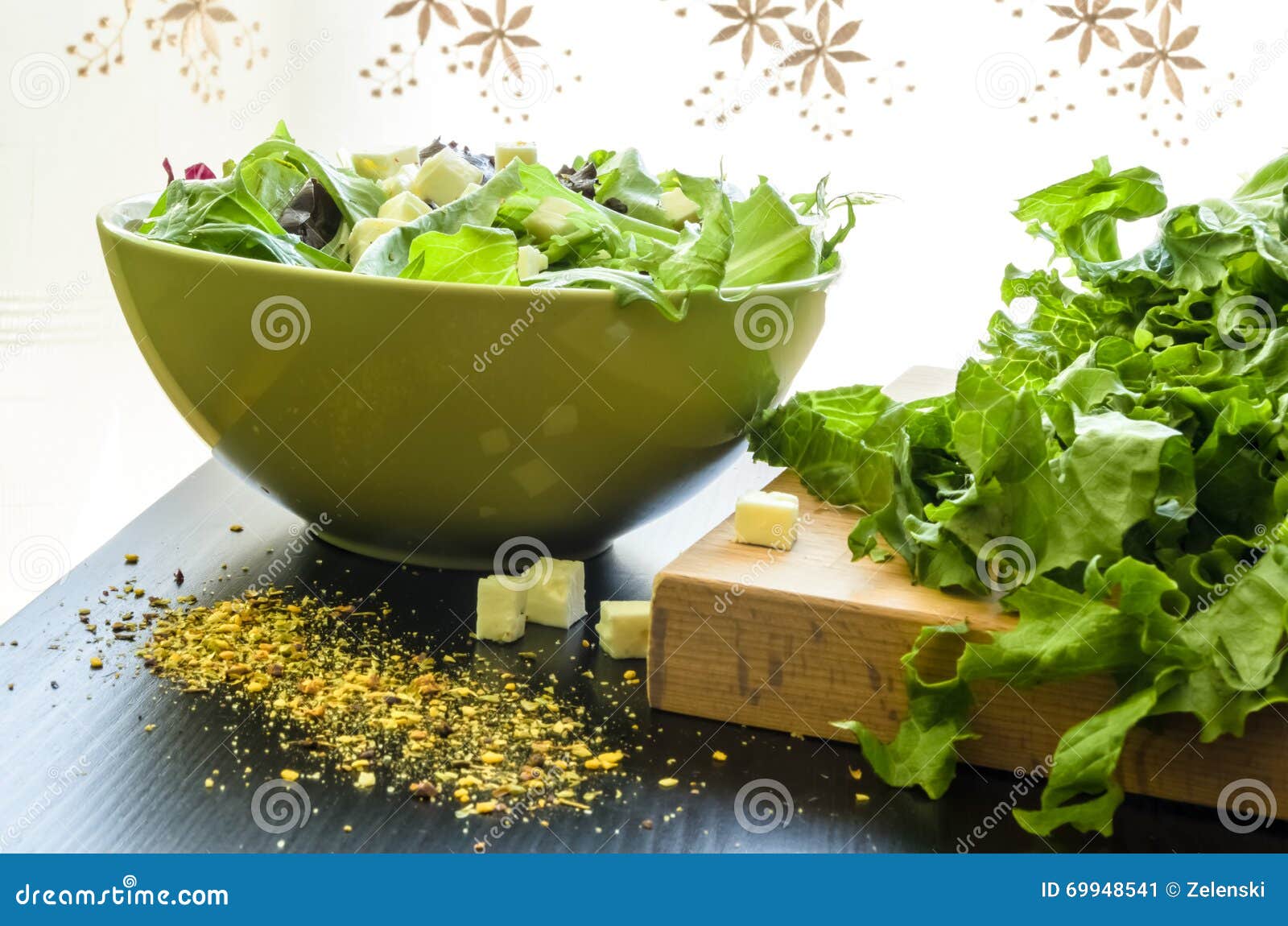 Green salad in the bowl stock image. Image of eating 69948541