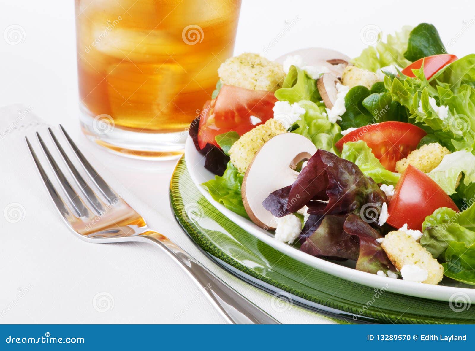 Green Salad and Iced Tea stock photo. Image of lettuce 13289570