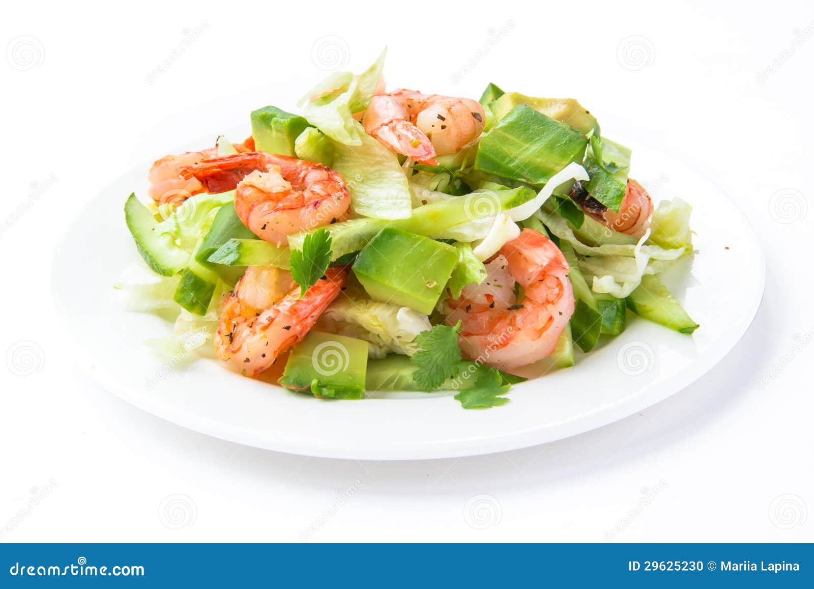 Green Salad with Shrimp and Avocado Stock Photo Image of pepper