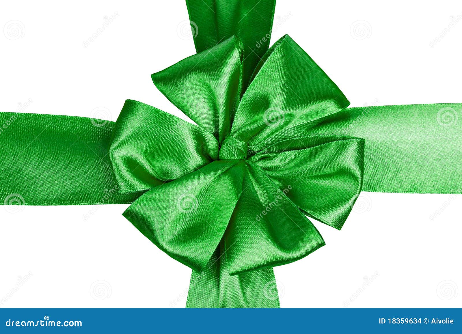 Green Satin Ribbon with Bow Stock Photo Image of christmas, crossed