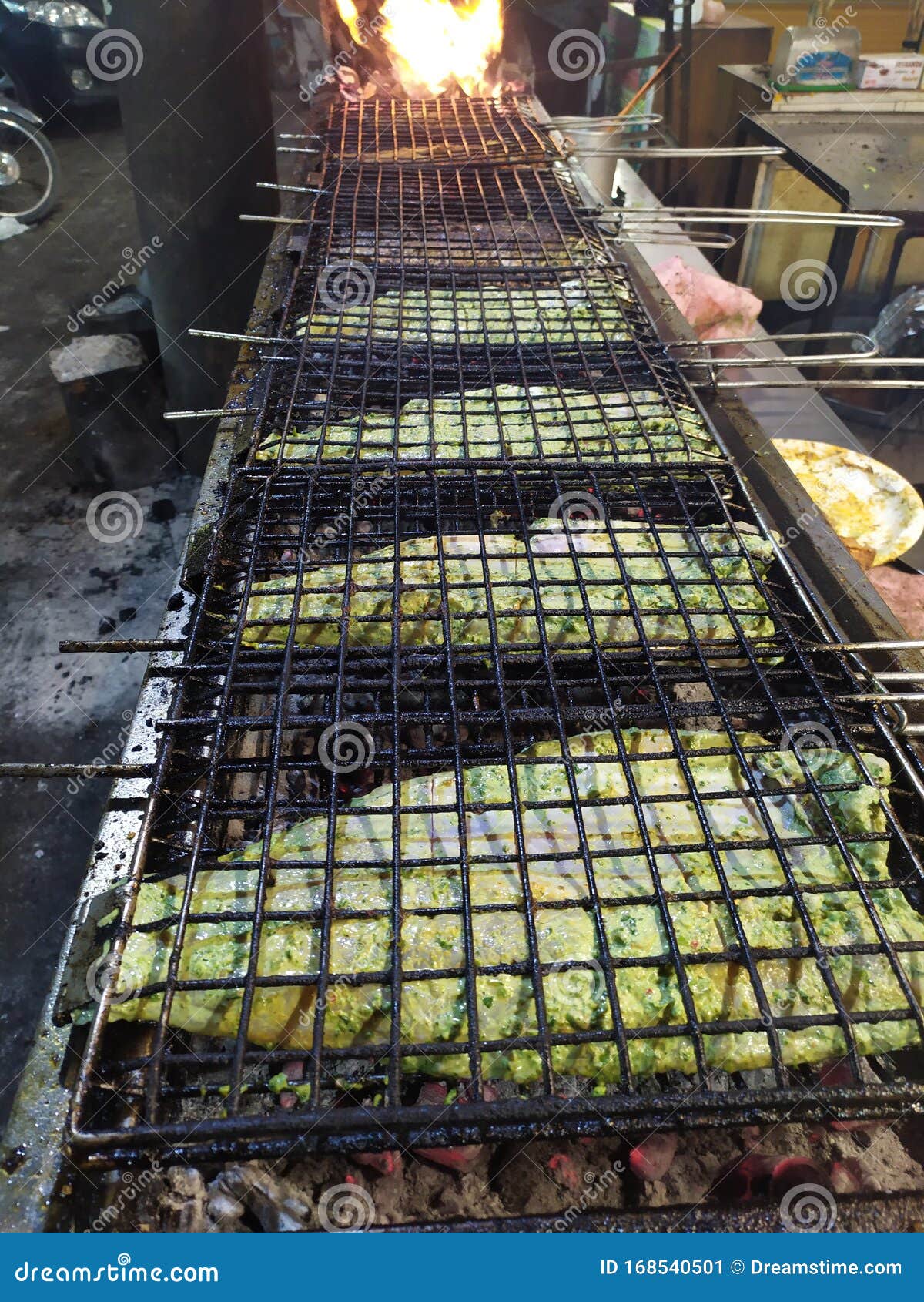 Green Sauce BarBQ fish stock image. Image of sauce 168540501