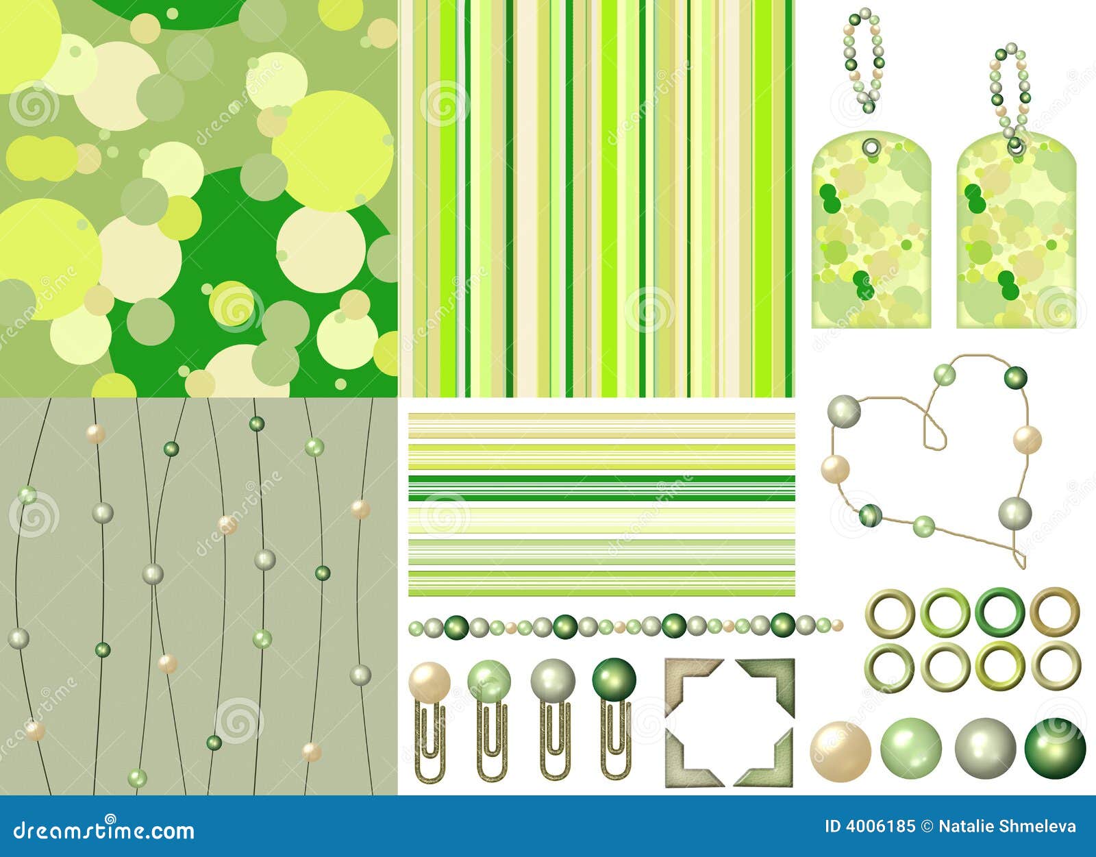Green Scrapbook Kit with Beads Stock Illustration Illustration of