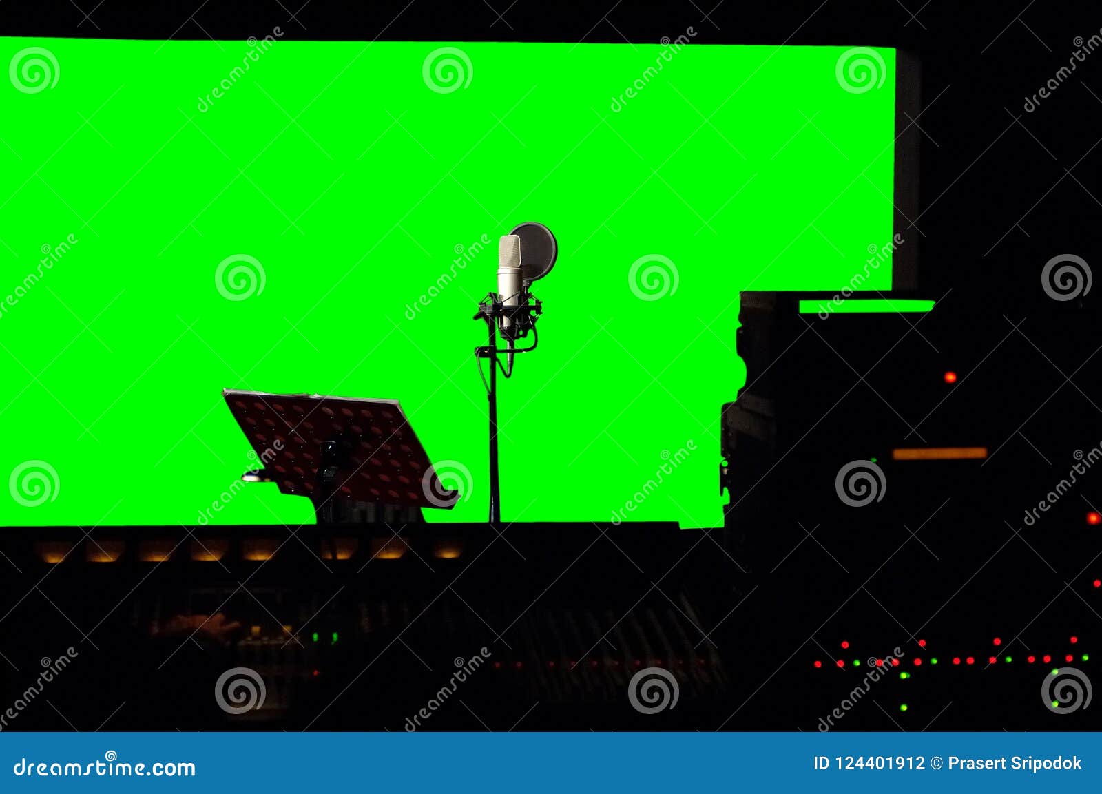 Green Screen Background at Recording Studio. Stock Photo - Image of studio,  recording: 124401912