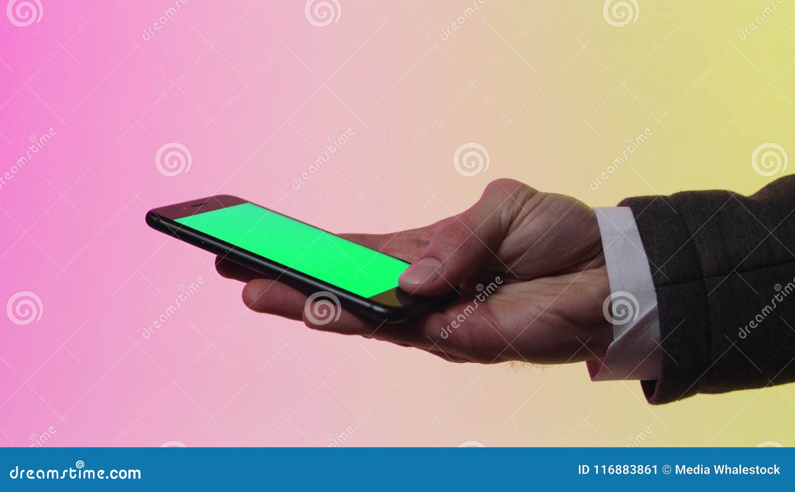 Green Screen on the Mobile. Stock Stock Image - Image of finger ...