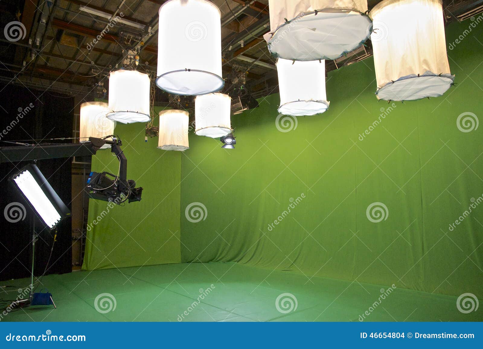 Green Screen TV Studio stock photo. Image of lighting 46654804