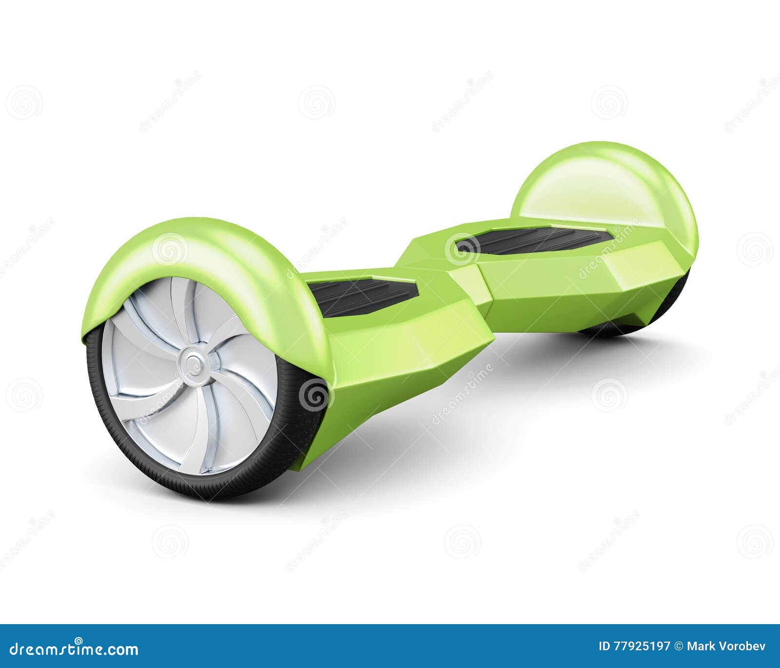 Green Self Balance Scooter. 3d Rendering Stock Illustration