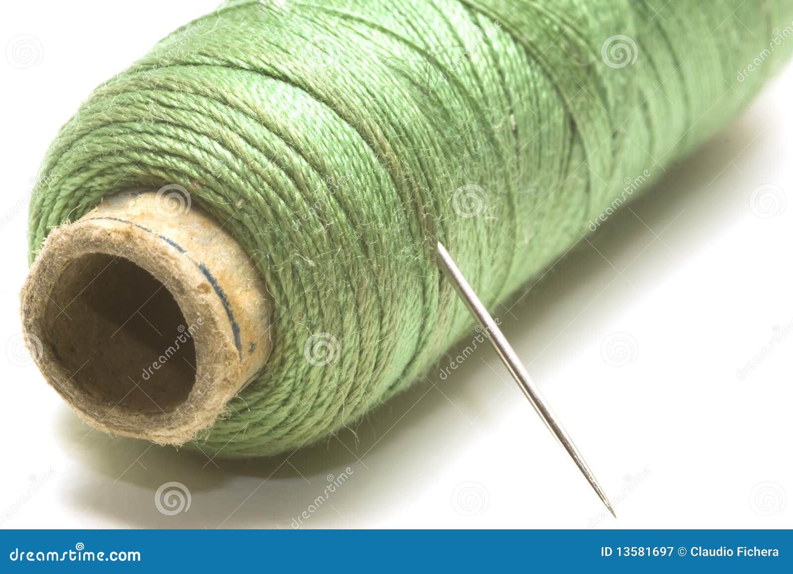 Green sewing thread stock image. Image of clothing, closeup 13581697