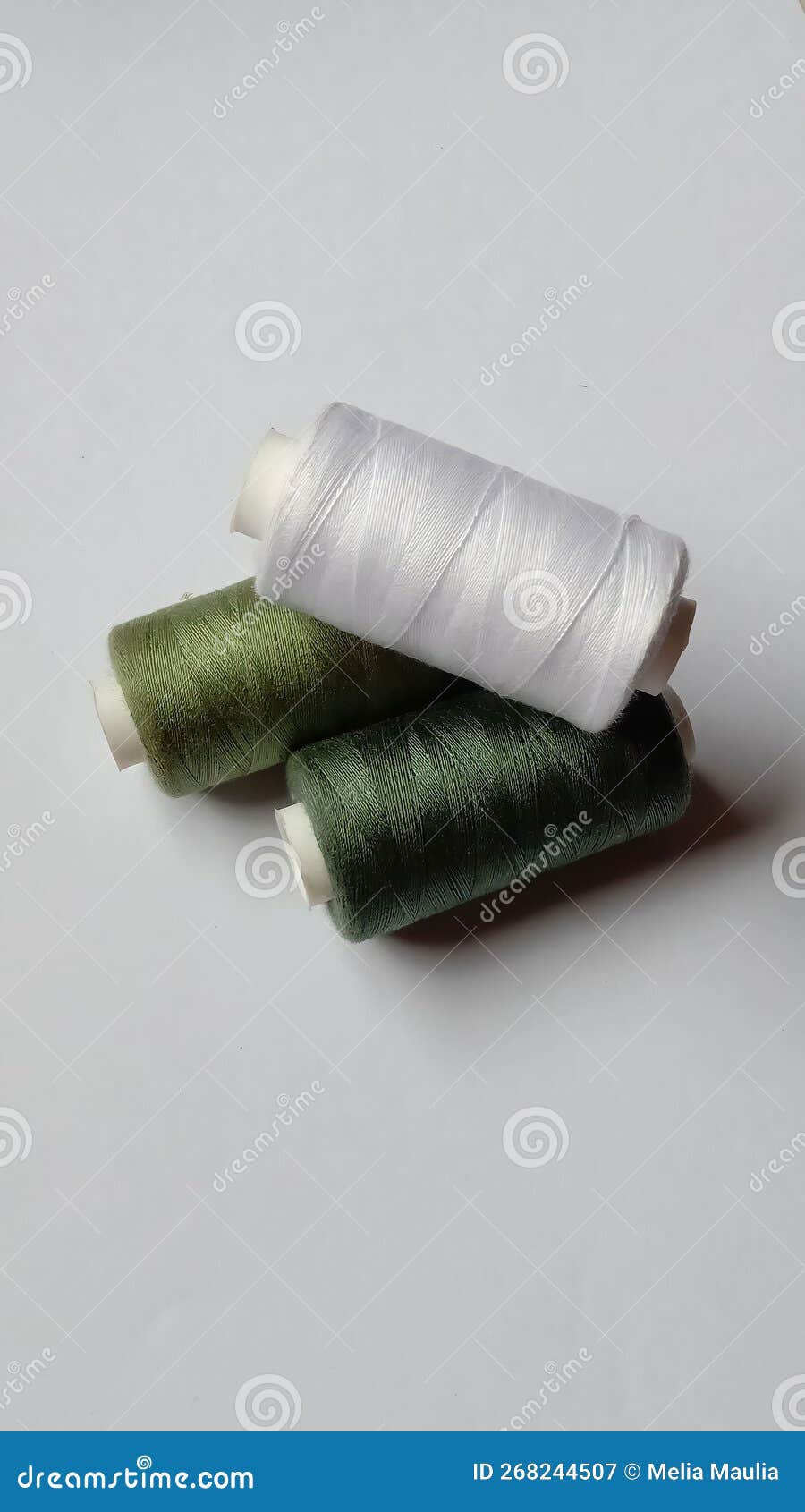 Green Sewing Thread Gradations Piled Up Stock Image Image of