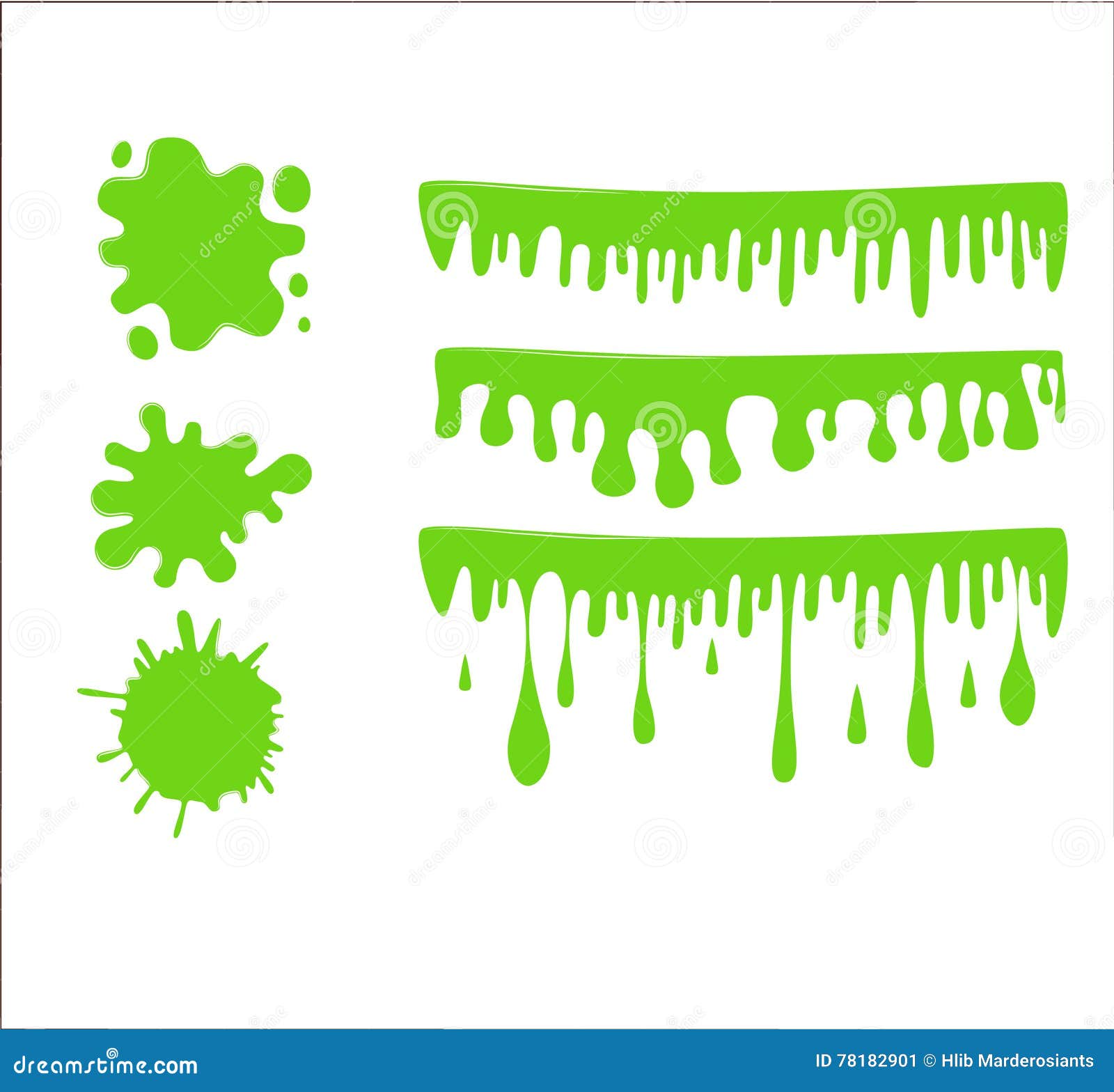 Melting Green Slime Blot Transparent Background Vector