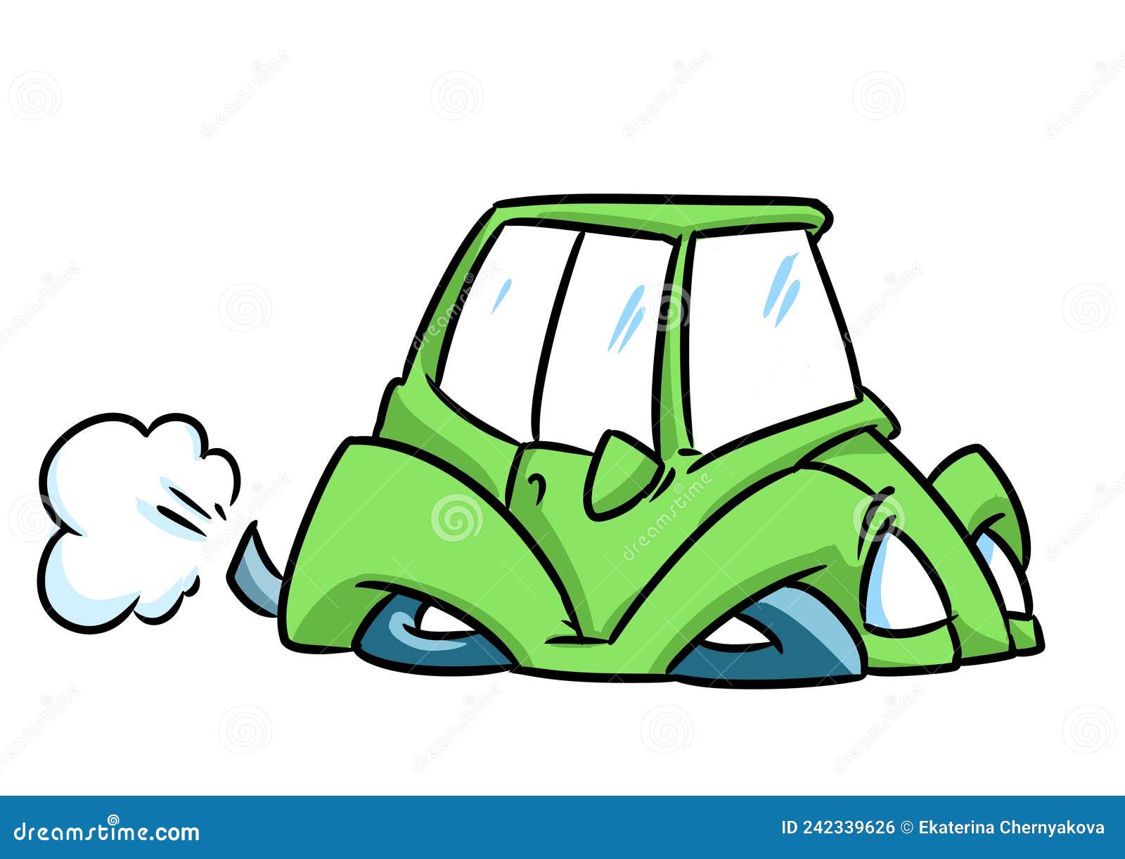Green Small Car Caricature Transportation Illustration Cartoon Stock ...