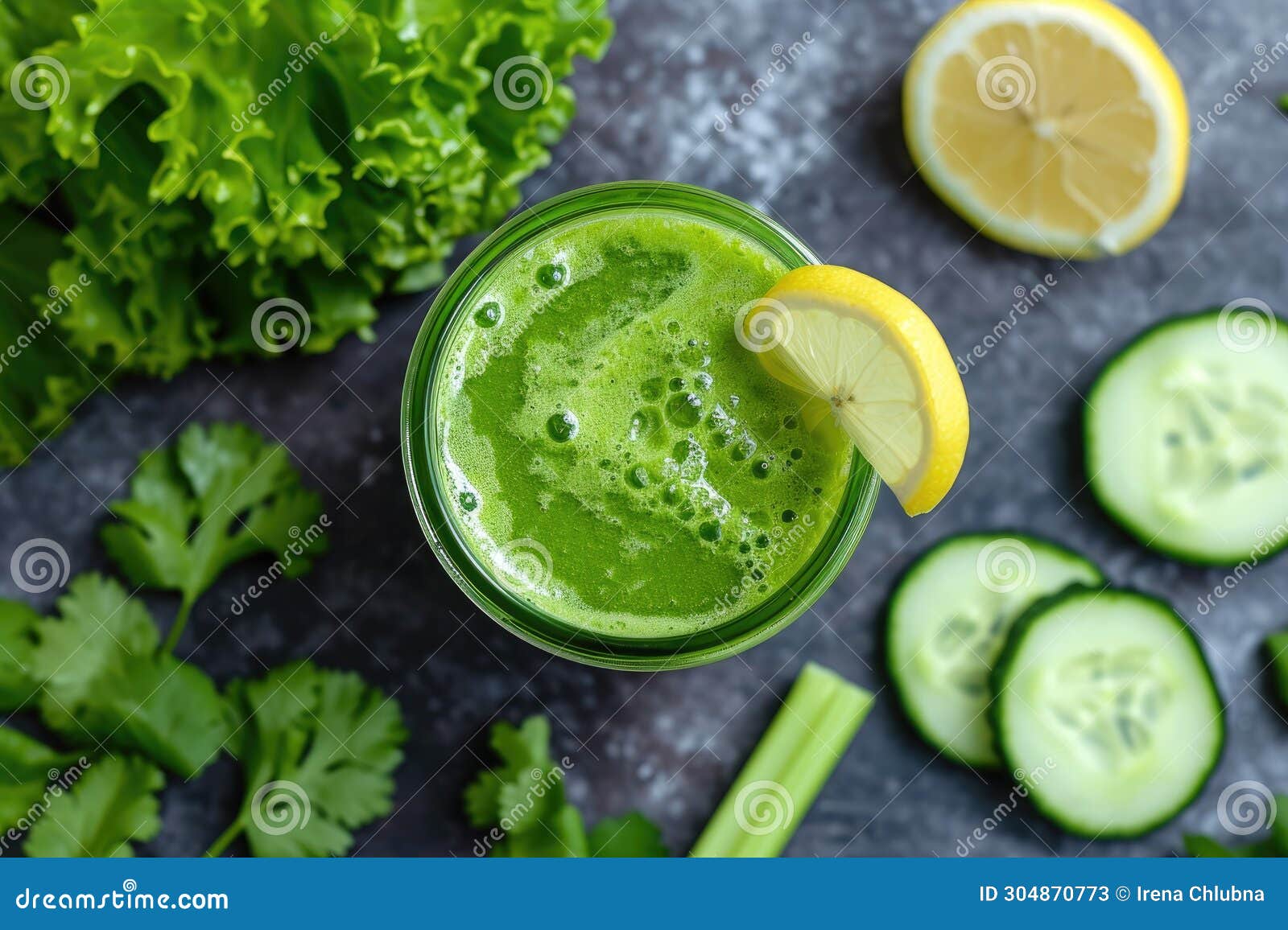 Green Smoothie with Celery, Cucumber and Lemon Stock Illustration