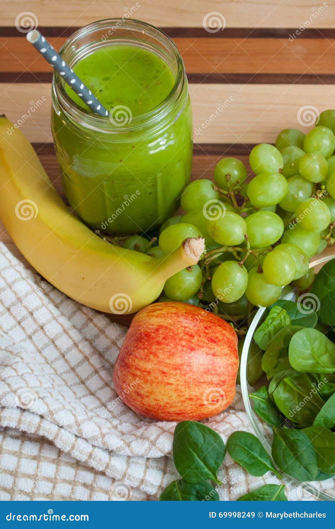 Green Smoothie with Healthy Fruit and Vegetable Ingredients Stock Image Image of leaf