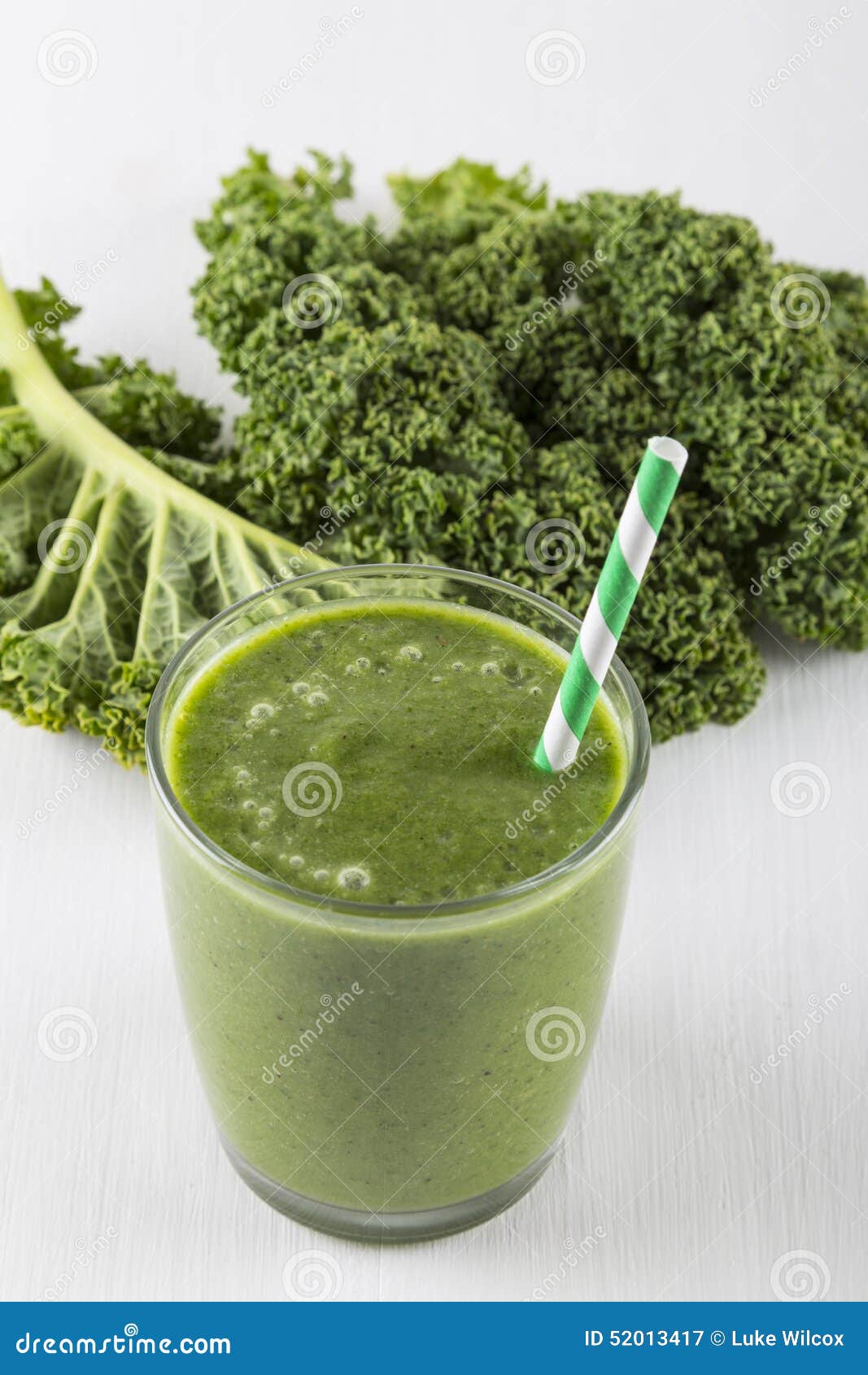 Green Smoothie Made with Kale Leaves Stock Image Image of delicious