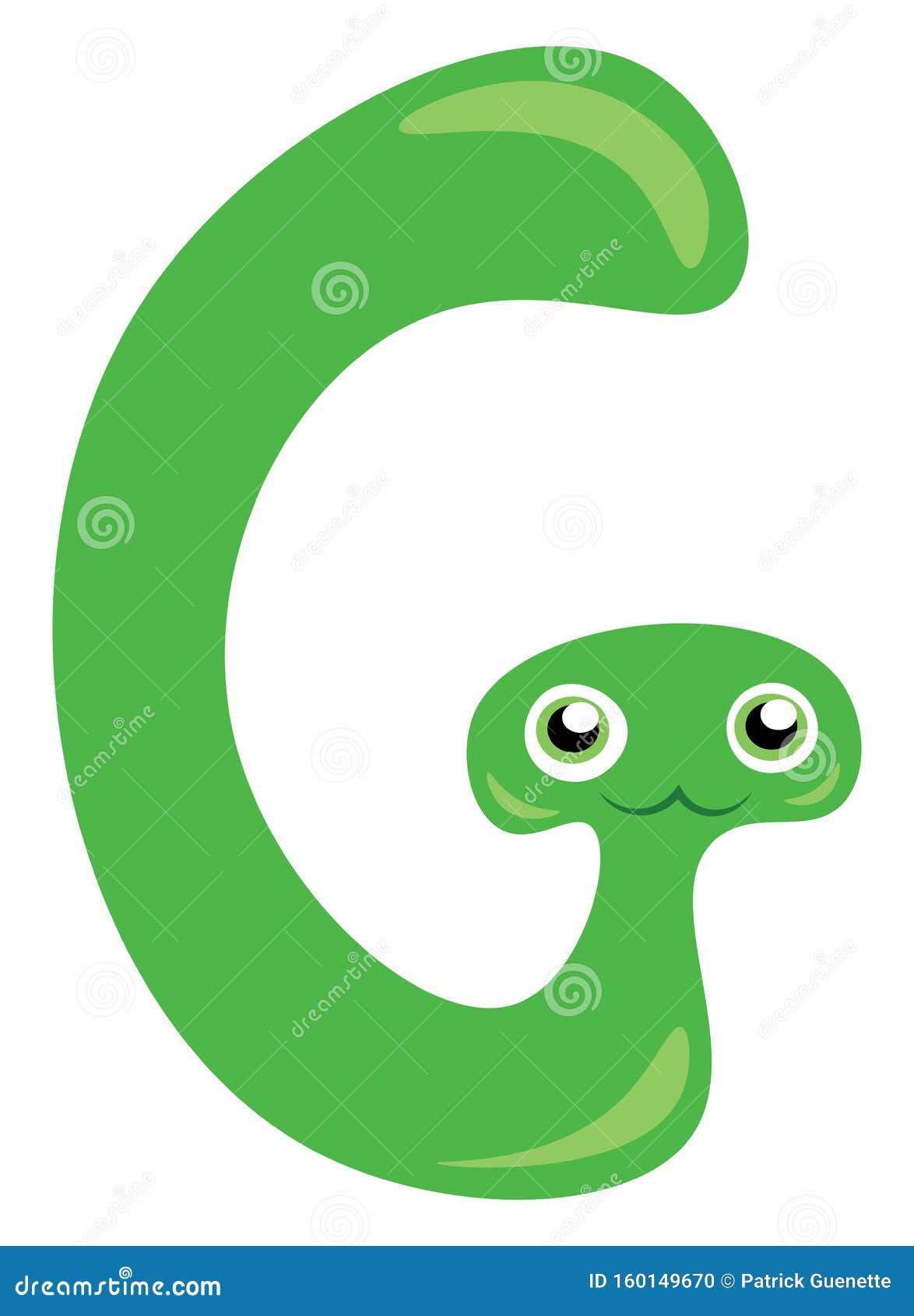 Green Snake Shaped G Alphabet Vector or Color Illustration Stock Vector ...